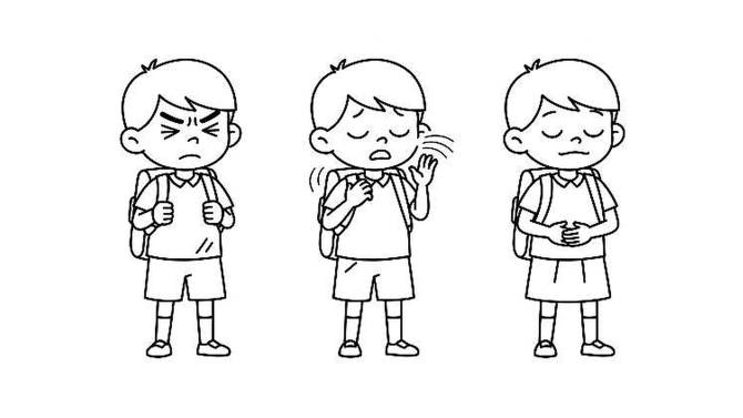 A child shown moving from calm to upset and angry