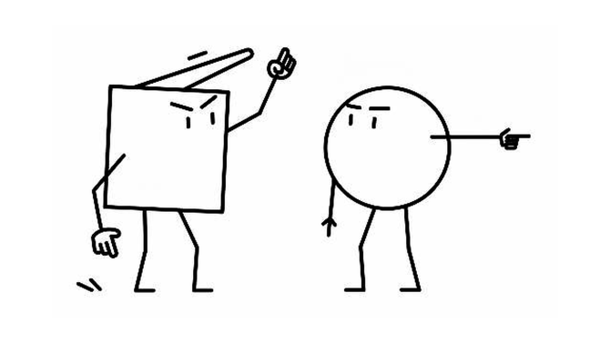 Two simple characters disagreeing from different points of view