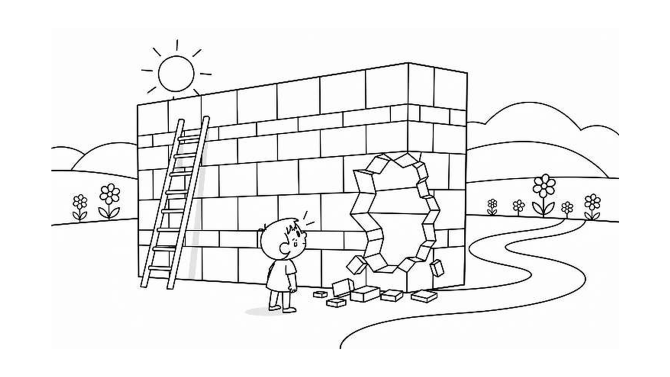A child looking at a wall or obstacle that appears unfair