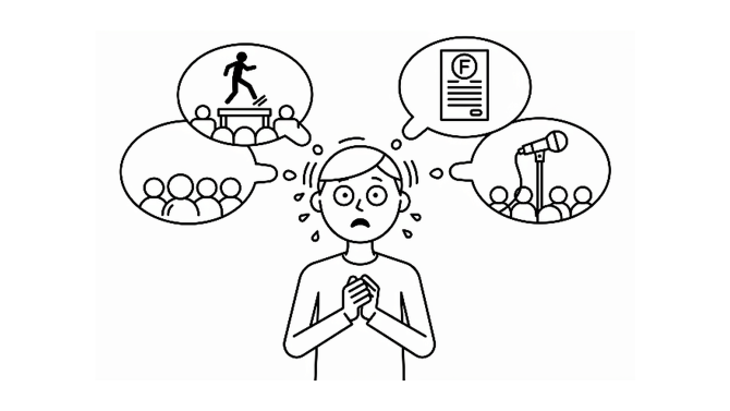 A nervous pupil imagining a stage, an award and an audience