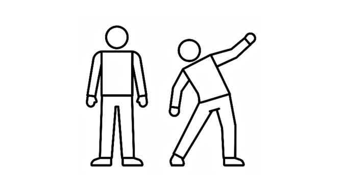 Two figures showing steady confidence and attention-seeking behaviour
