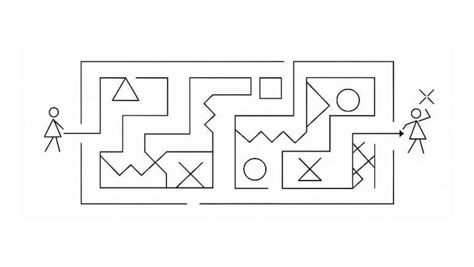 Two maze-like routes representing different ways through change