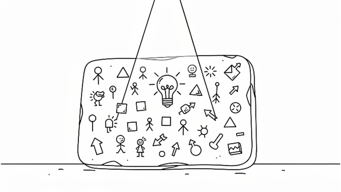 A line drawing of a stone tablet covered in ancient symbols