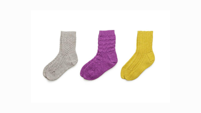 A bright single sock with a simple heel shape